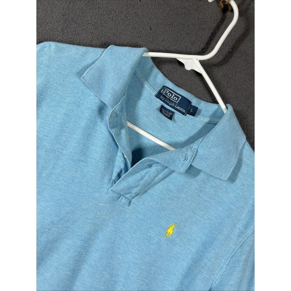 Polo Ralph Lauren Men's Golf Shirt L Blue Classic Fit Short Sleeve Textured